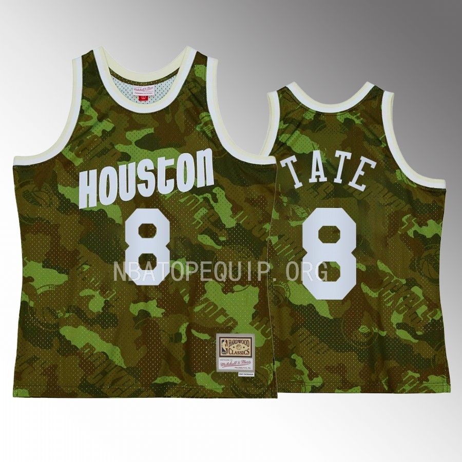 Jae'Sean Tate #8 Houston Rockets Ghost Camo Green Hardwood Classics Jersey