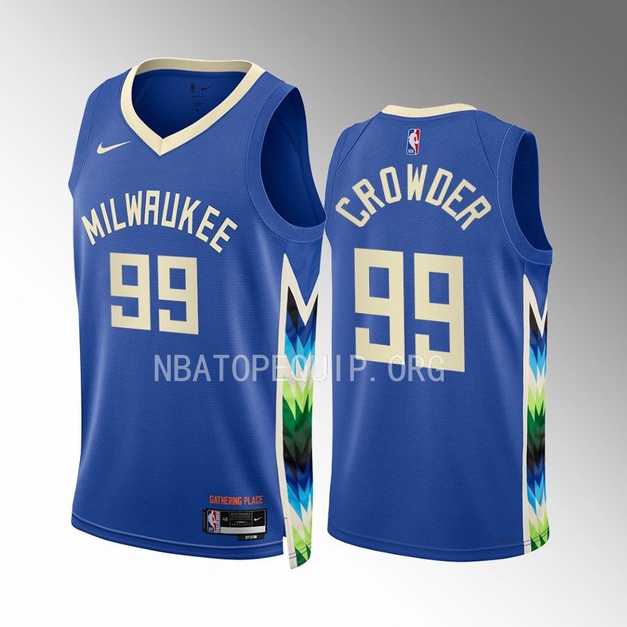 Jae Crowder 2022-23 Milwaukee Bucks Blue #99 City Edition Jersey Swingman