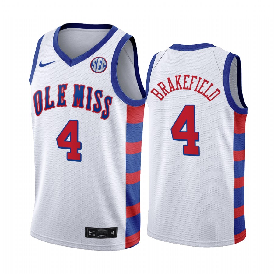 Jaemyn Brakefield Ole Miss Rebels White Jersey Throwback 2021 transfer