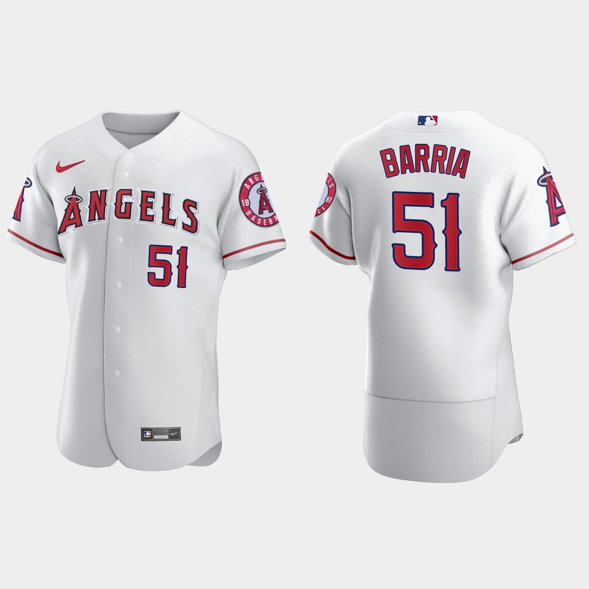 Jaime Barria #51 Los Angeles Angels Home Jersey - White