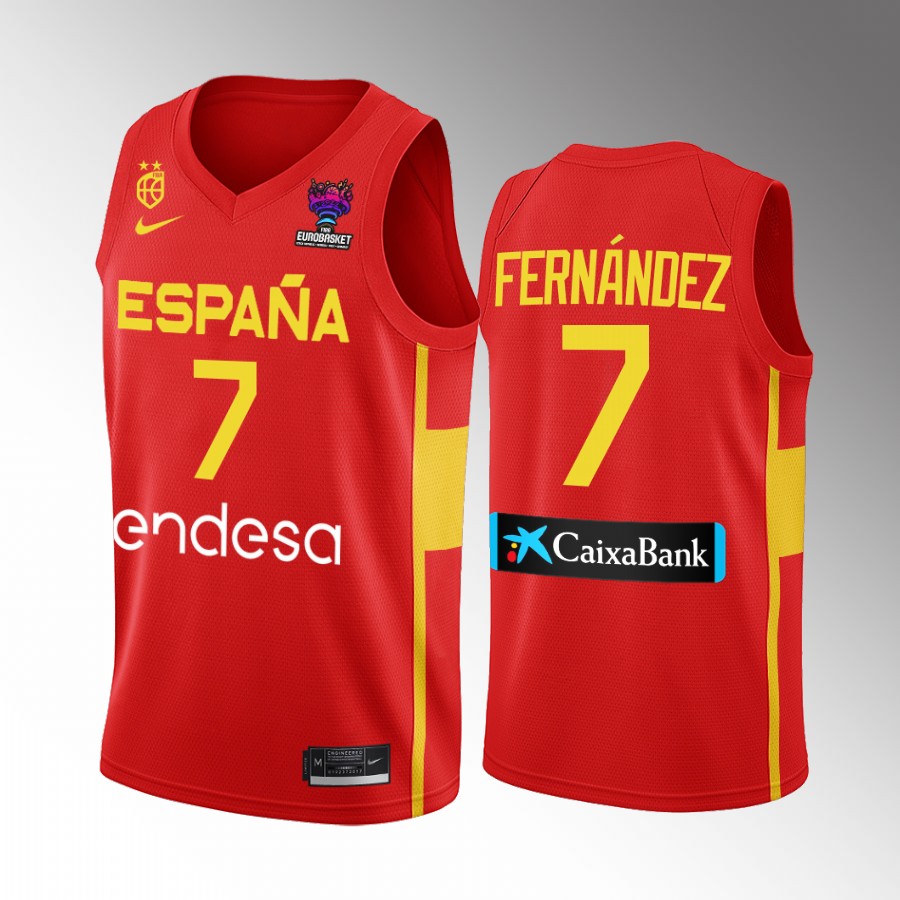 Jaime Fernandez Spain 2022 FIBA EuroBasket Final Red Jersey Away #7