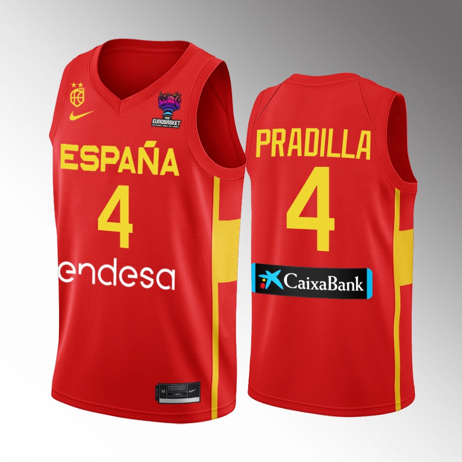 Jaime Pradilla Spain 2022 FIBA EuroBasket Final Red Jersey Away #4