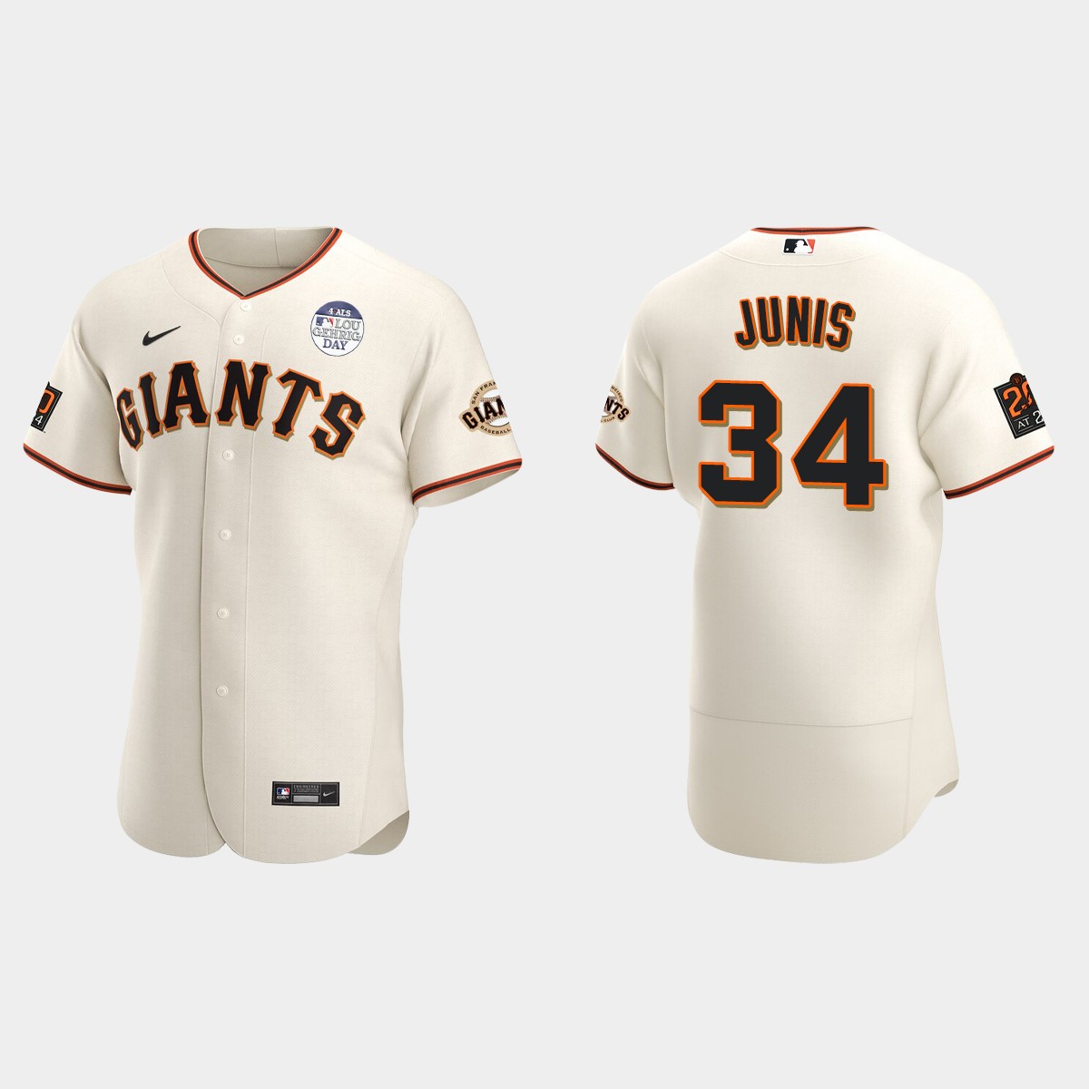 Jakob Junis San Francisco Giants 4 ALS Lou Gehrig Day Jersey - Cream