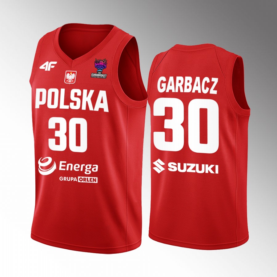 Jakub Garbacz Poland FIBA EuroBasket 2022 Red Jersey Away #30