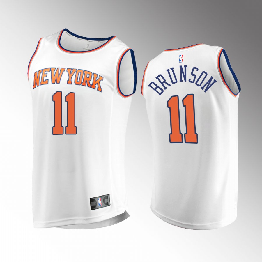 Jalen Brunson Knicks #11 White Jersey Fast Break Association Edition 2022-23 Association