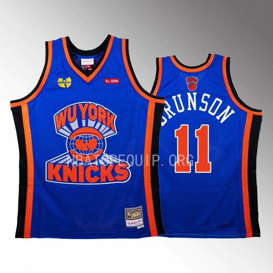 Jalen Brunson Knicks x Wu-Tang Clan Jersey NBA BR Remix Blue #11 Limited Edition