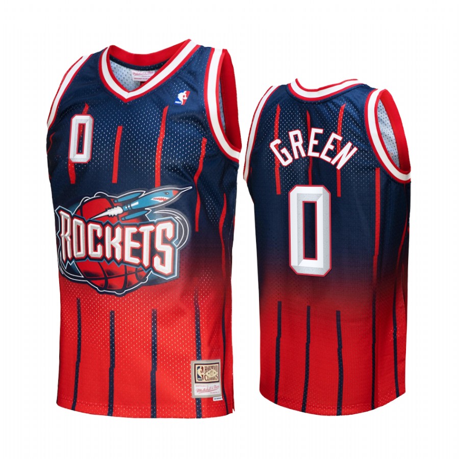 Jalen Green #0 Houston Rockets Fadeaway Red Navy Hardwood Classics Jersey