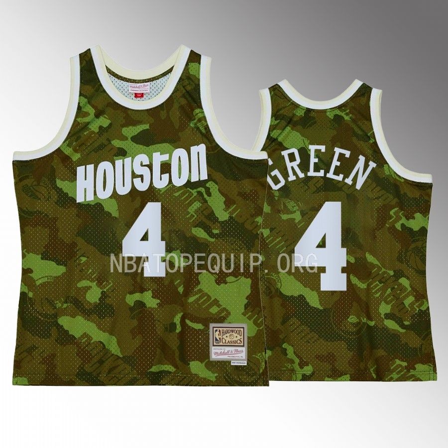 Jalen Green #4 Houston Rockets Ghost Camo Green Hardwood Classics Jersey