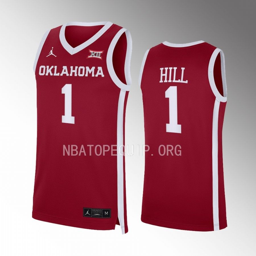 Jalen Hill Oklahoma Sooners Crimson Jersey 2022-23 Away