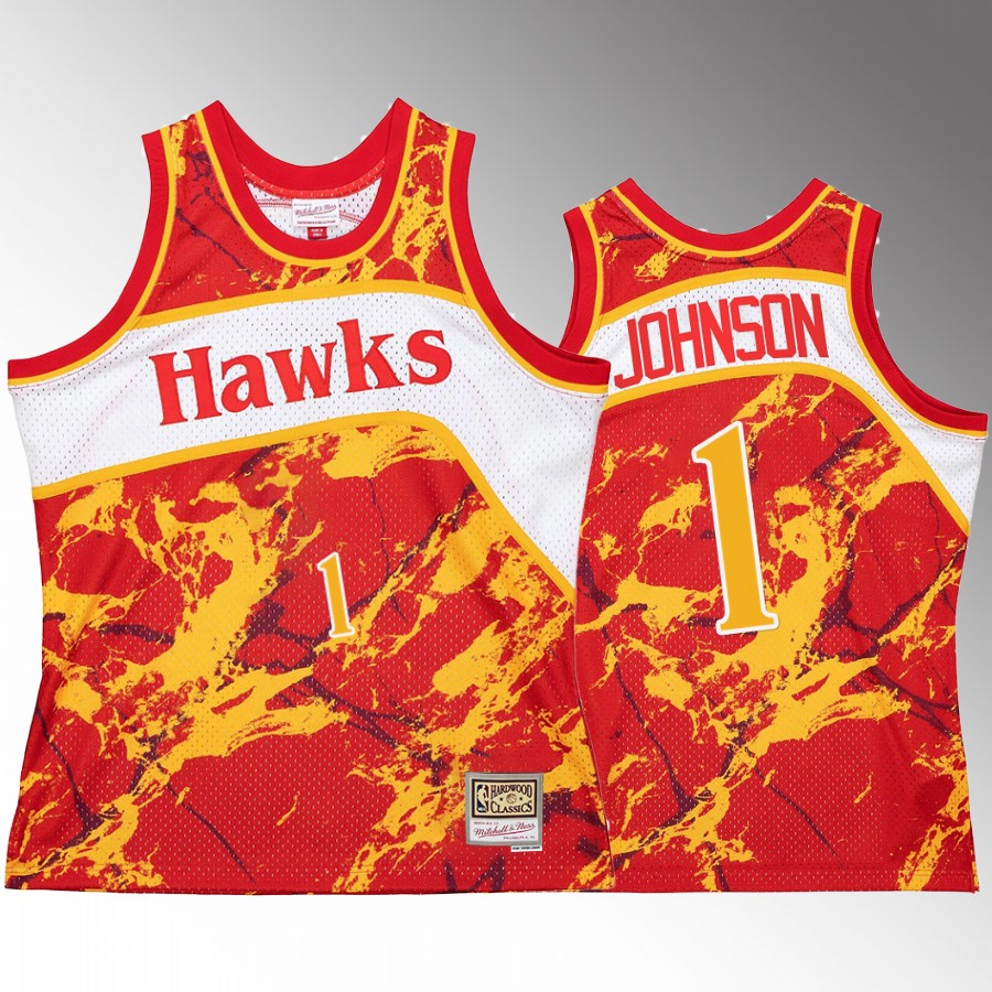 Jalen Johnson #1 Atlanta Hawks Marble Swingman Red Hardwood Classics Jersey