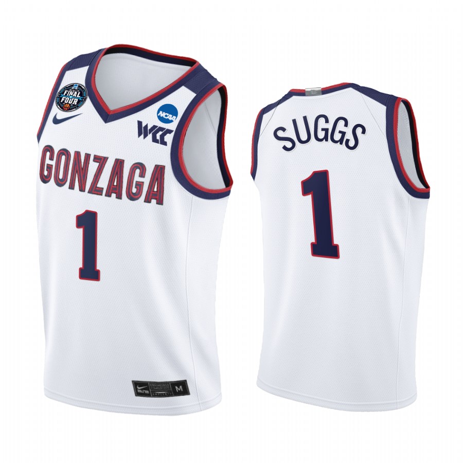 Jalen Suggs #1 Gonzaga Bulldogs 2021 March Madness Final Four Jersey White WCC