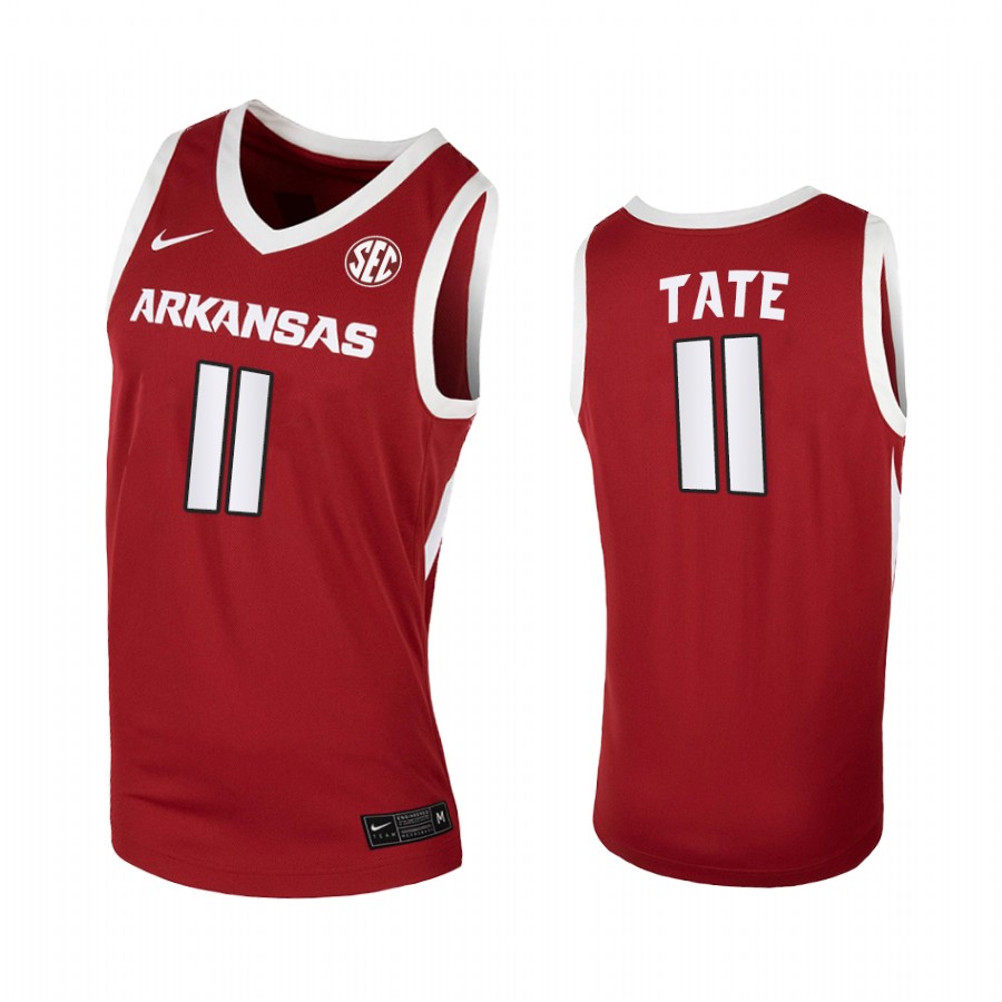 Jalen Tate Arkansas Razorbacks Cardinal Jersey Away 2021 March Madness