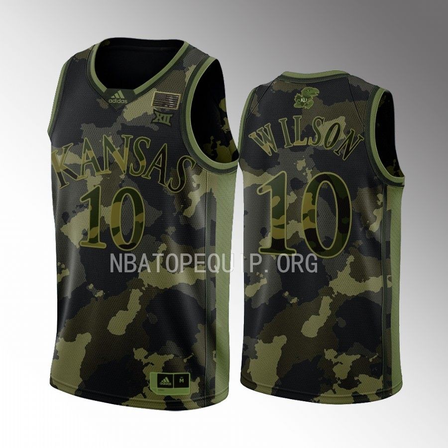 Jalen Wilson Kansas Jayhawks Camo Jersey 2023 Salute To Service