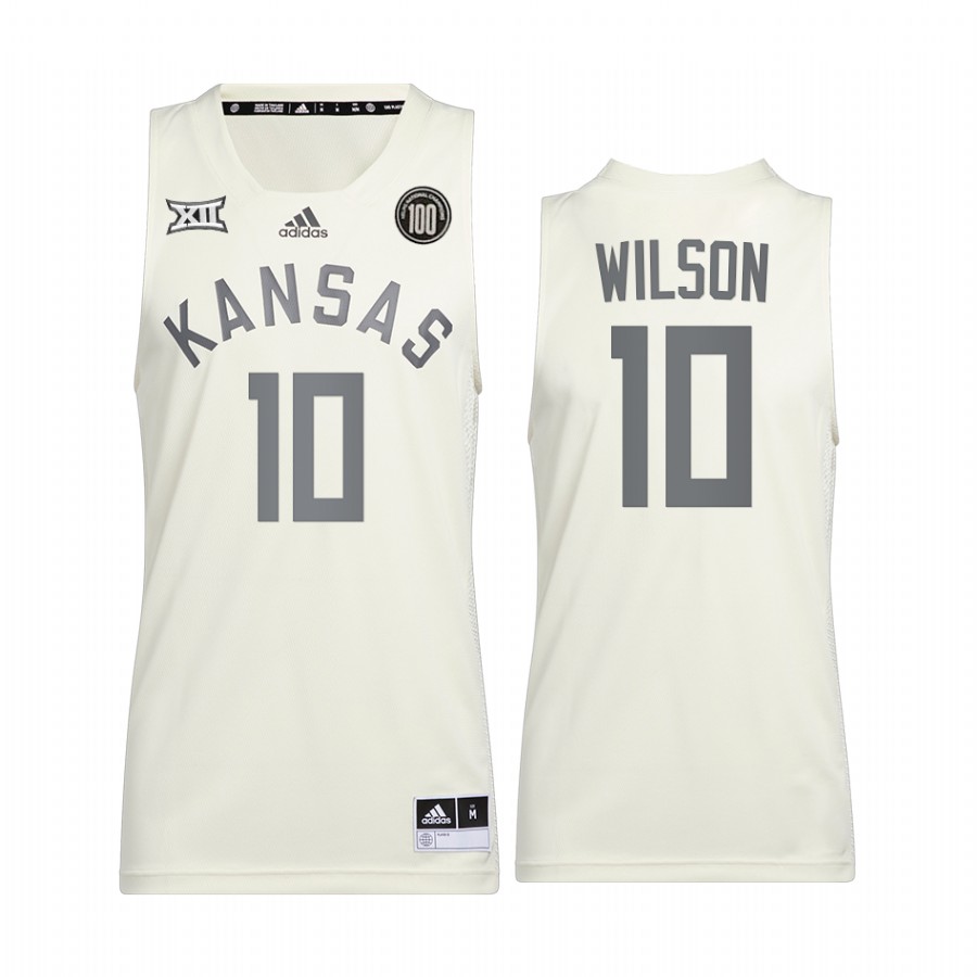 Jalen Wilson Kansas Jayhawks White Jersey 2022 100 Anniversary of 1922 Helms National Champs Retro