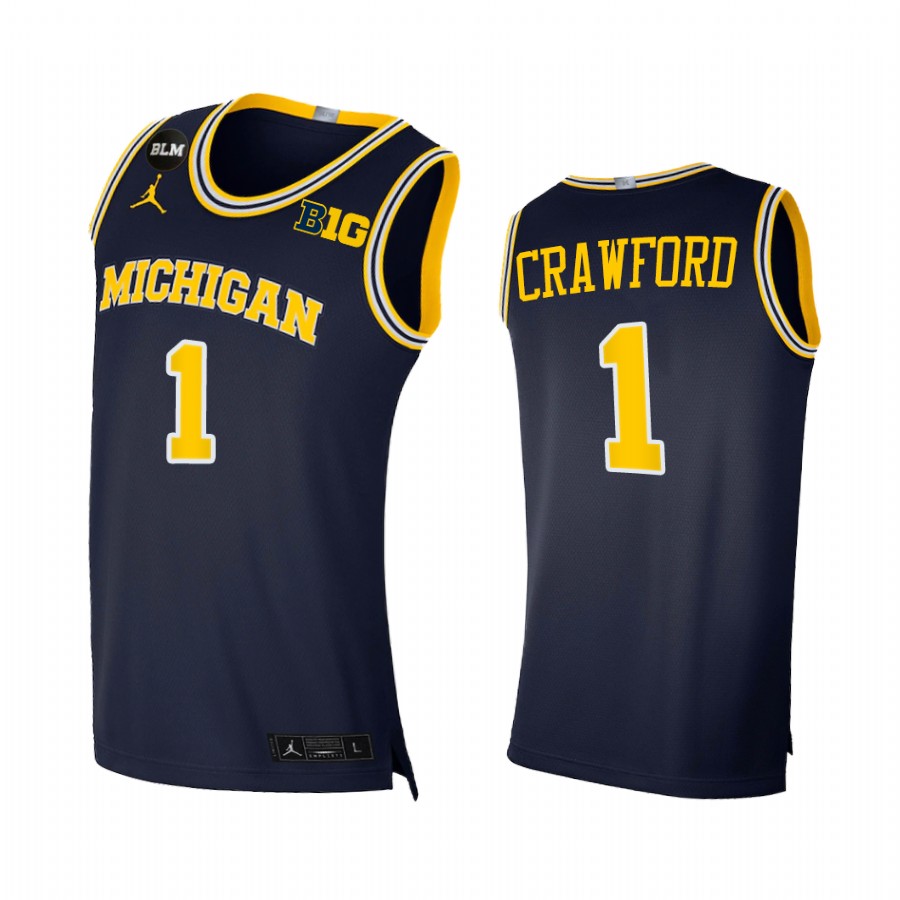 Jamal Crawford Michigan Wolverines Navy Jersey 2021 BLM Social Justice Home