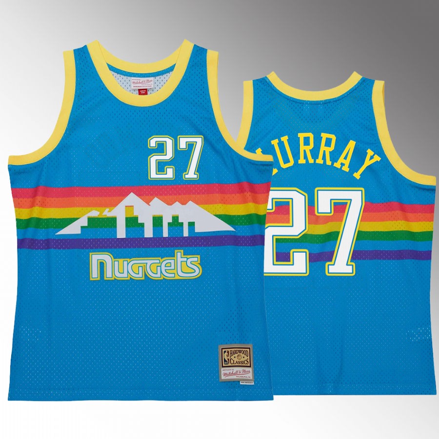 Jamal Murray #27 Denver Nuggets Neon Tropical Blue Hardwood Classics Jersey
