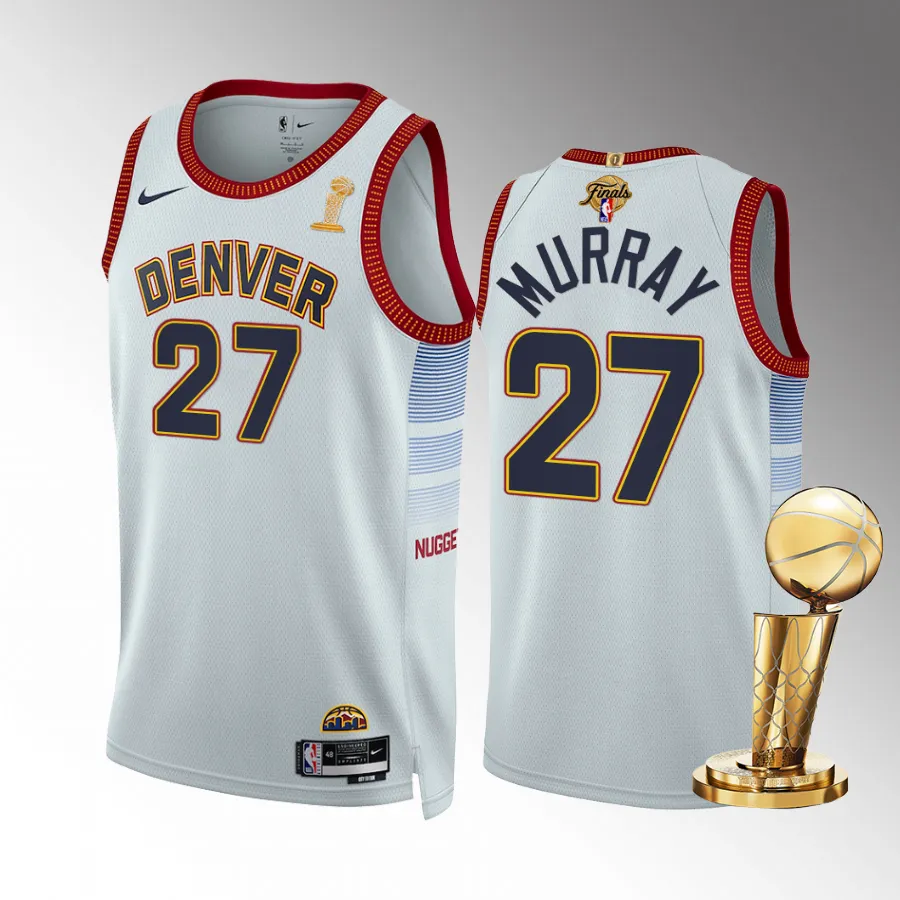 Jamal Murray 2023 NBA Finals Champions Denver Nuggets White #27 Jersey City Edition