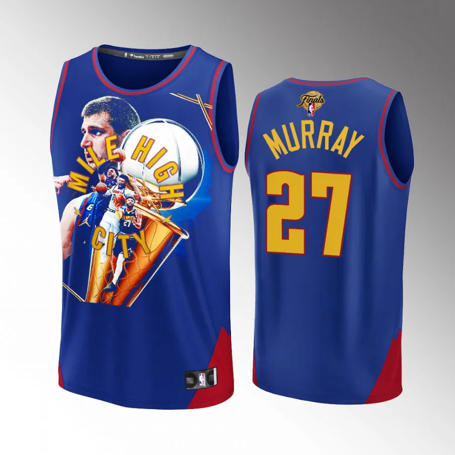 Jamal Murray Denver Nuggets 2023 Finals Trophy Graphics Blue #27 Fastbreak Player Jersey Men