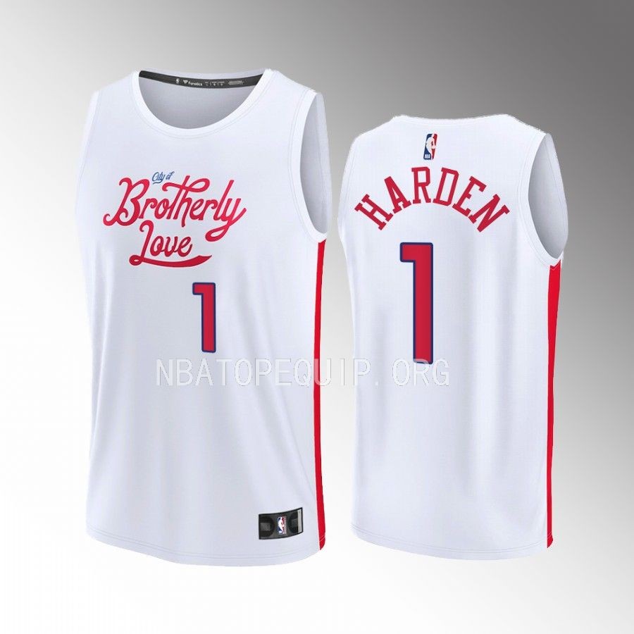 James Harden 76ers #1 White Jersey Fast Break Fastbreak 2022-23 Statement Edition