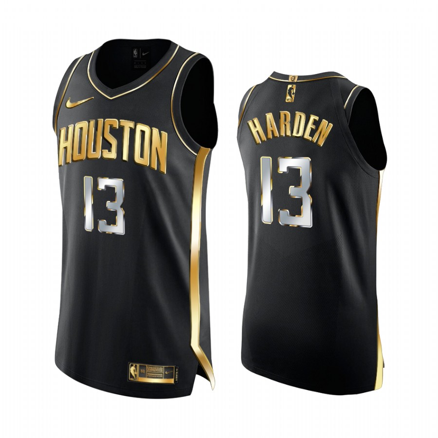 James Harden Houston Rockets 2020-21 Black Golden Edition Jersey 2X Champs