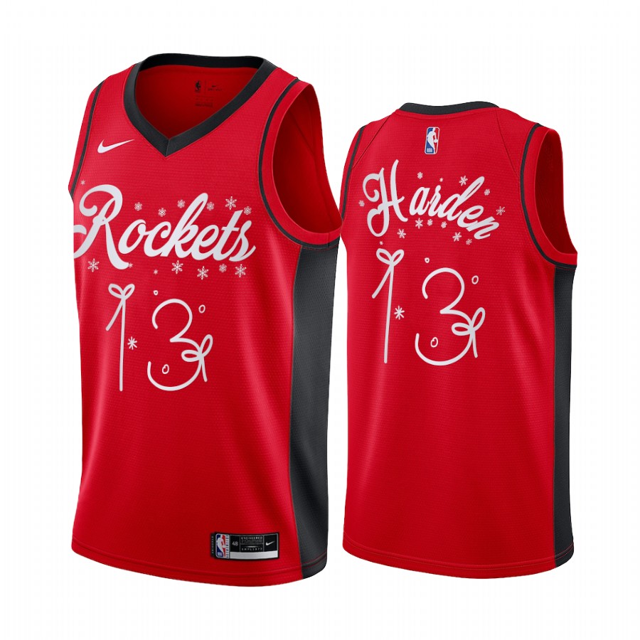 James Harden Houston Rockets 2020 Christmas Night Red Jersey Festive Special Edition