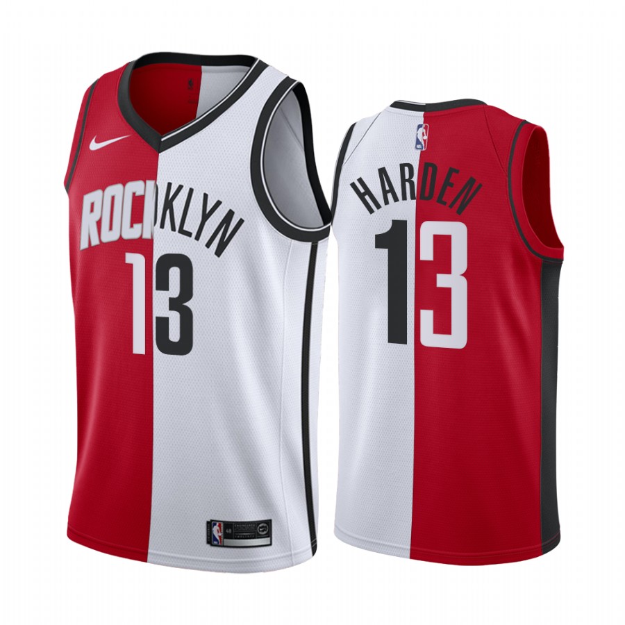 James Harden Nets Rockets MVP Special Commemorative Red White Jersey Split Edition