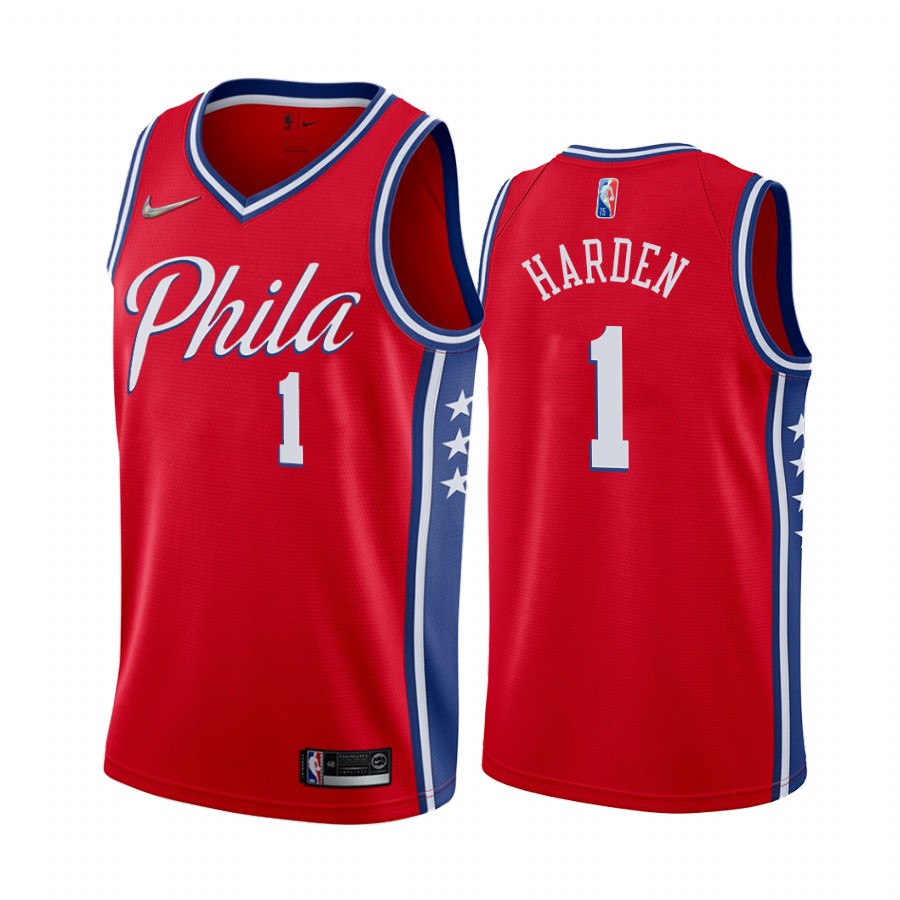 James Harden Philadelphia 76ers Red #1 Statement Edition Jersey 2022 Trade