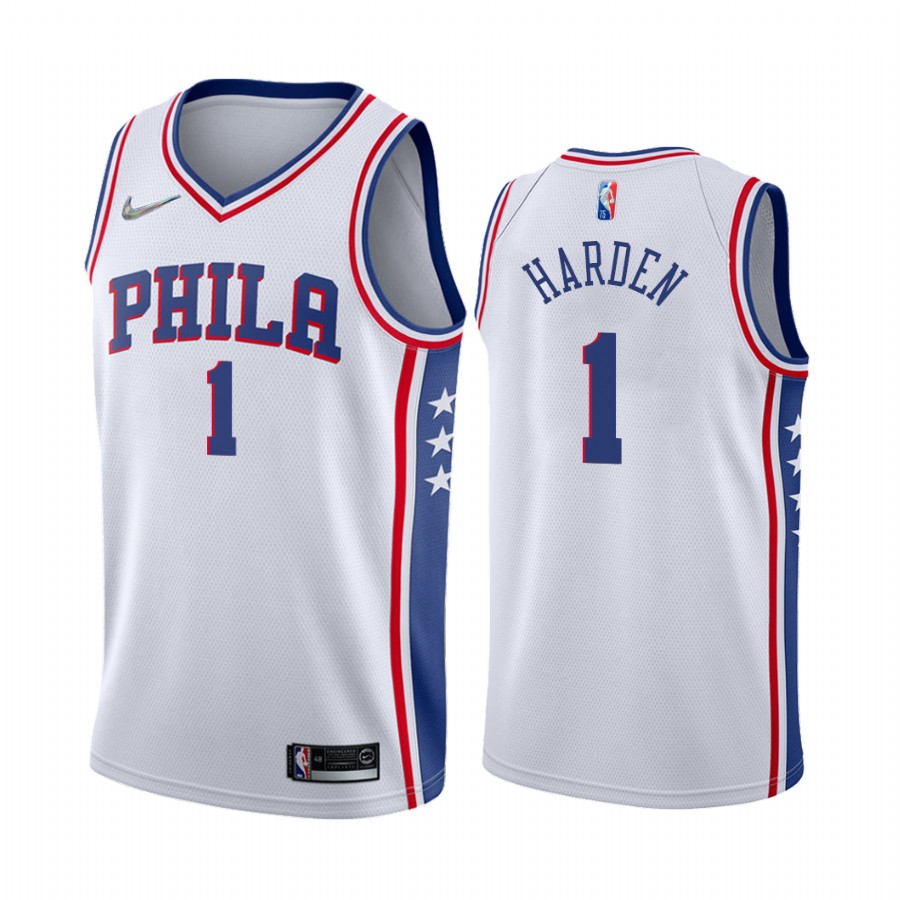 James Harden Philadelphia 76ers White #1 Association Edition Jersey 2022 Trade