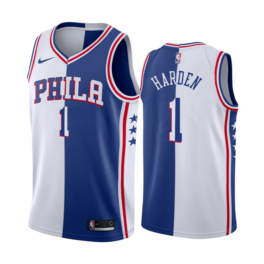 James Harden Philadelphia 76ers White Blue #1 Split Edition Jersey 2022 Trade