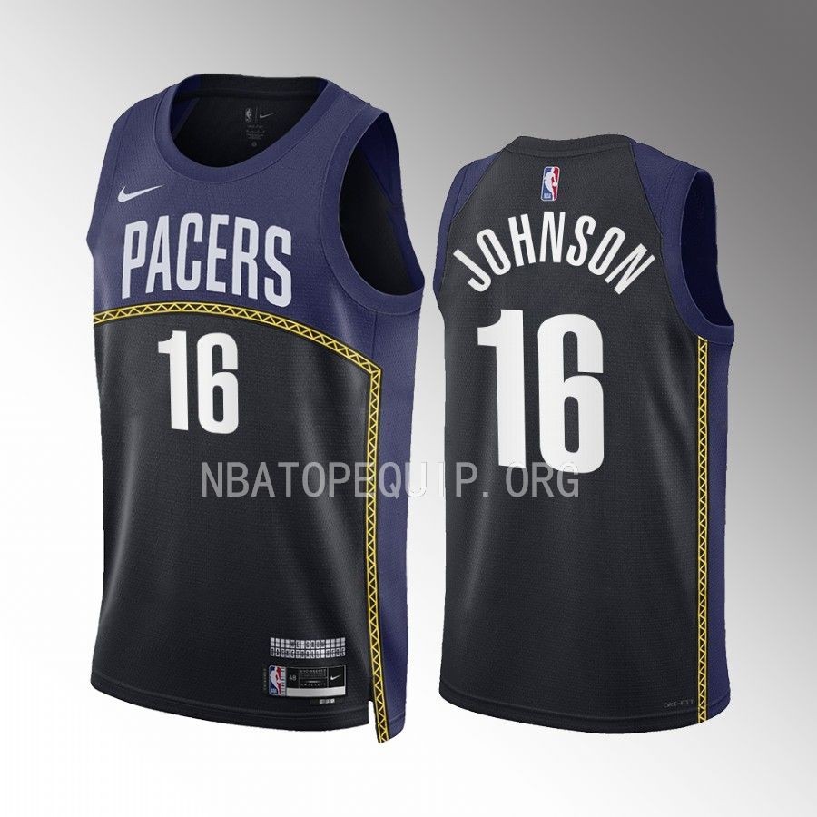 James Johnson Indiana Pacers 2022-23 City Edition Black Navy #16 Jersey Swingman