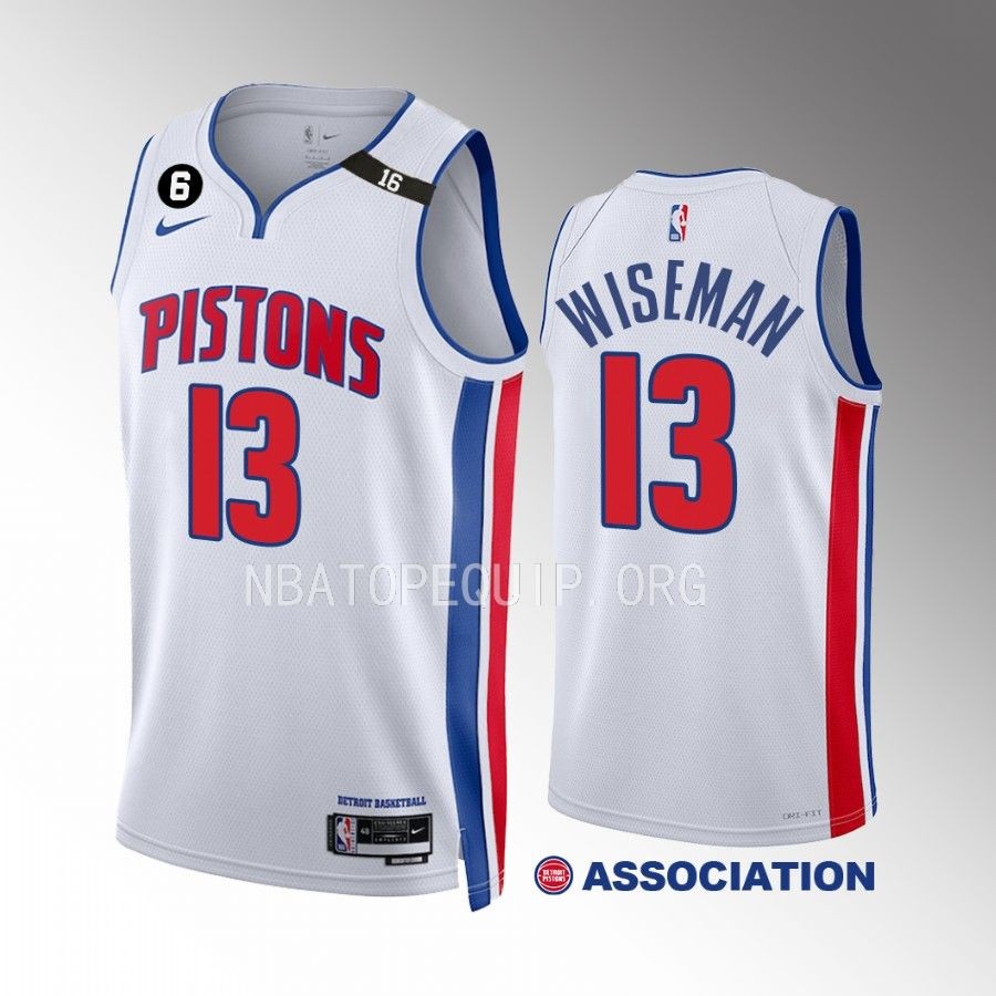 James Wiseman 2022-23 Detroit Pistons White #13 Association Edition Jersey Swingman