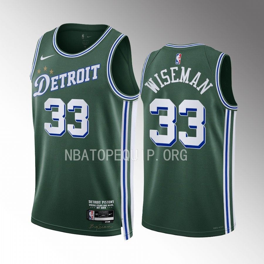 James Wiseman Detroit Pistons #13 Green Jersey 2022-23 City Edition Swingman