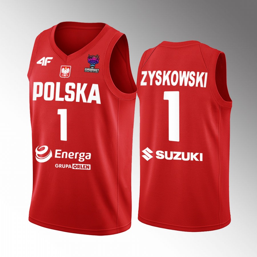 Jaroslaw Zyskowski Poland FIBA EuroBasket 2022 Red Jersey Away #1