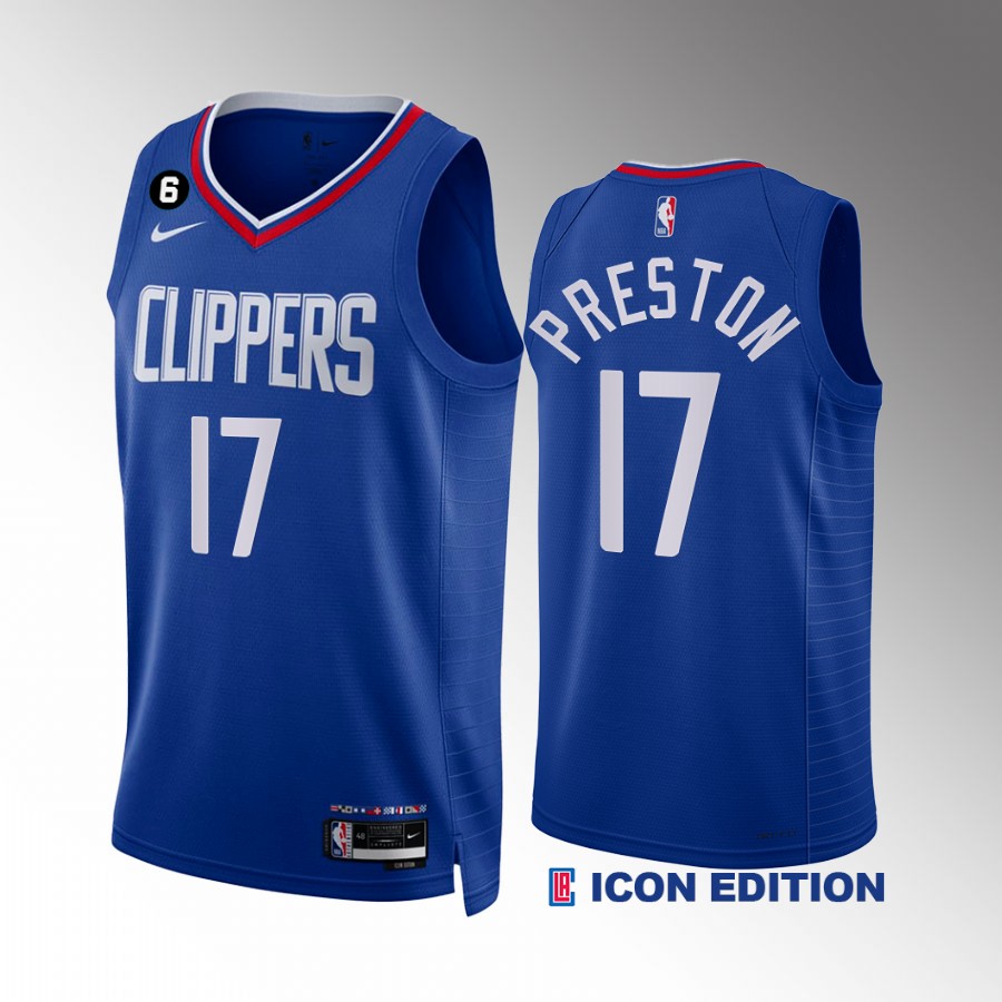 Jason Preston 2022-23 LA Clippers Royal #17 Icon Edition Jersey NO.6 Patch