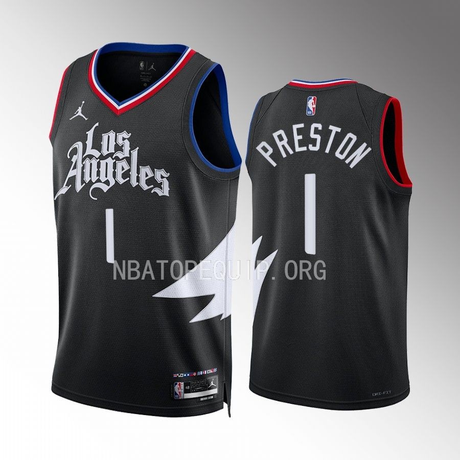 Jason Preston LA Clippers #1 Black Jersey 2022-23 Statement Edition Swingman