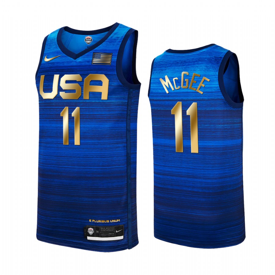 JaVale McGee USA  #11 Blue 2021 Tokyo Olymipcs Gold Winner 4 Consecutive Jersey