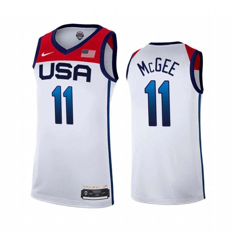 JaVale McGee USA  #11 White 2021 Tokyo Olymipcs Home Jersey