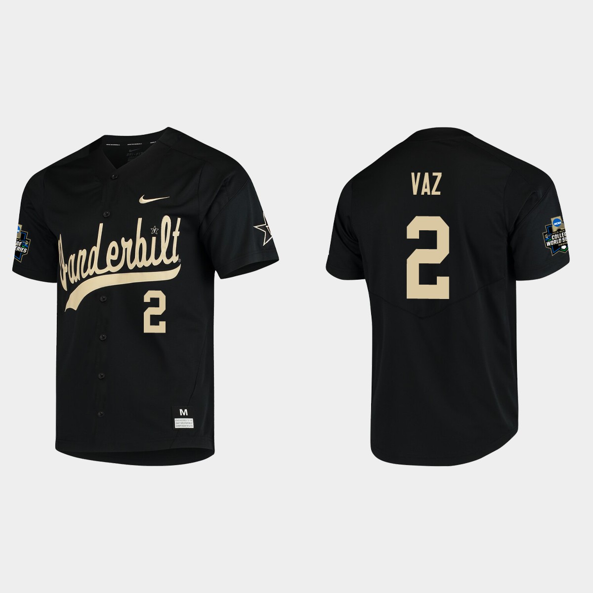 Javier Vaz Vanderbilt Commodores College World Series  Jersey - Black