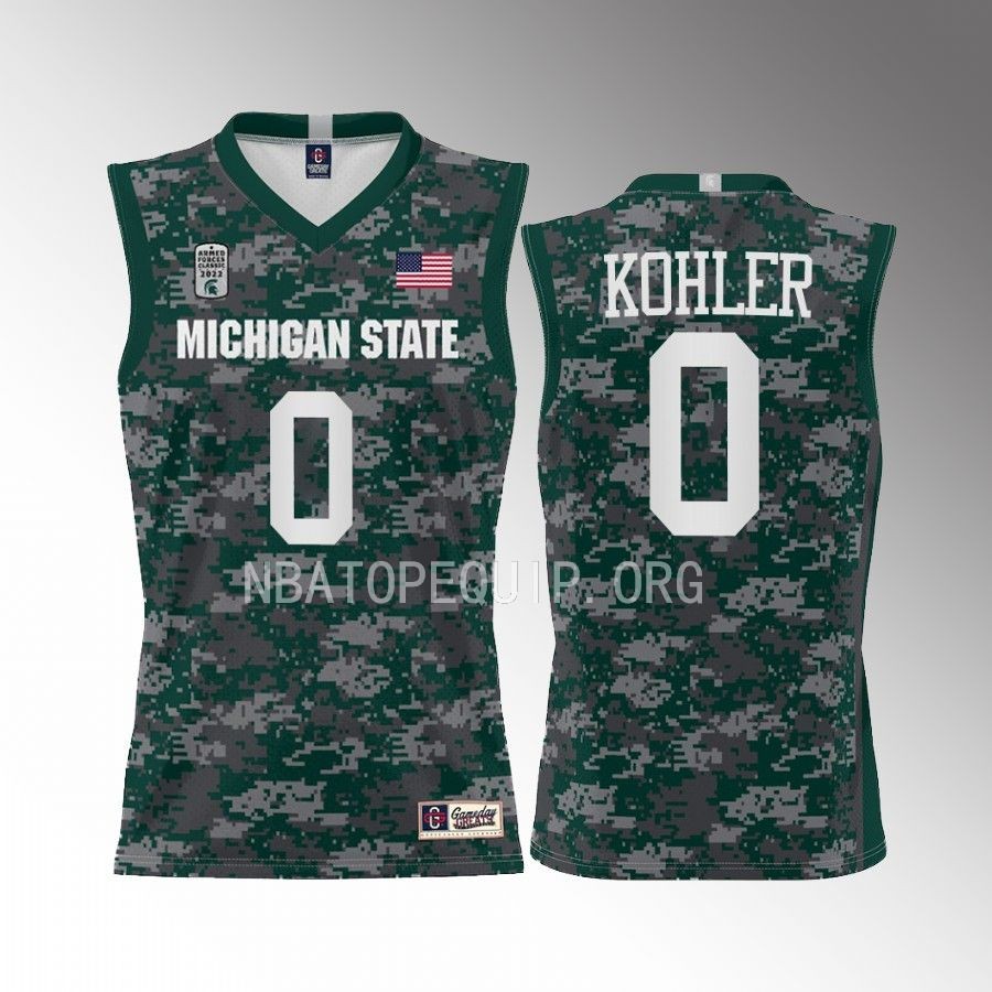 Jaxon Kohler Michigan State Spartans Green Jersey 2022 Armed Forces Carrier Classic Game