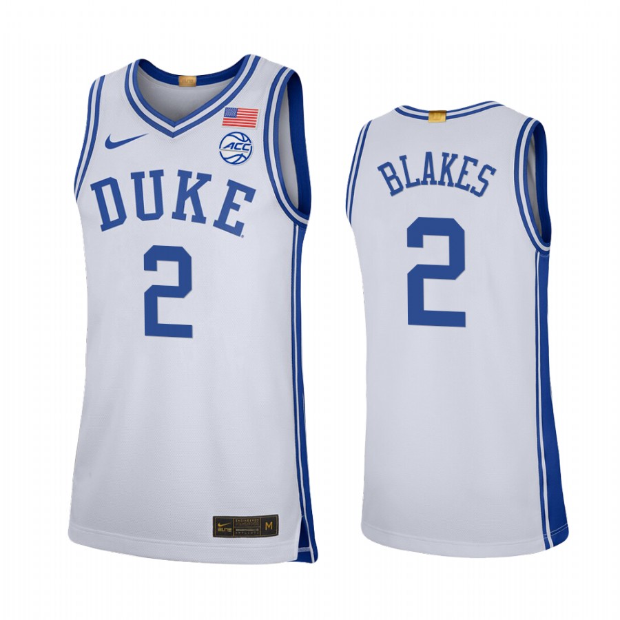 Jaylen Blakes Duke Blue Devils White Jersey 2021-22 College  Limited