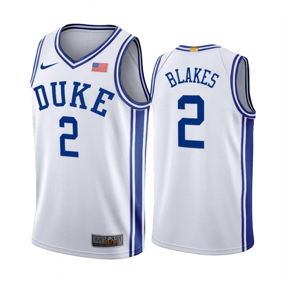 Jaylen Blakes Duke Blue Devils White Jersey Home 2021 Class