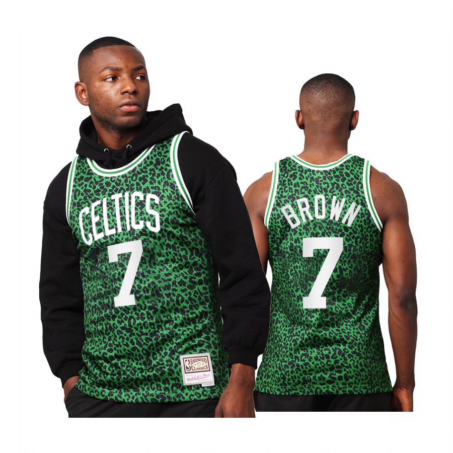 Jaylen Brown 7 Boston Celtics Wild Life Green Jersey HWC Swingman