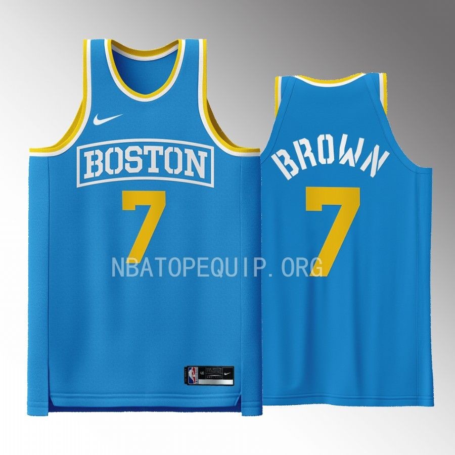 Jaylen Brown Boston Celtics Blue #7 Jersey Boston Strong Special