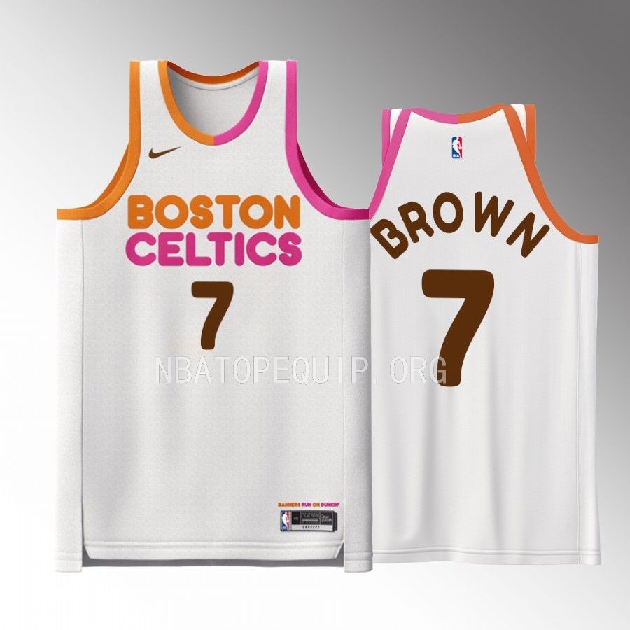 Jaylen Brown Dunkin Donuts Boston Celtics #7 White Jersey Special