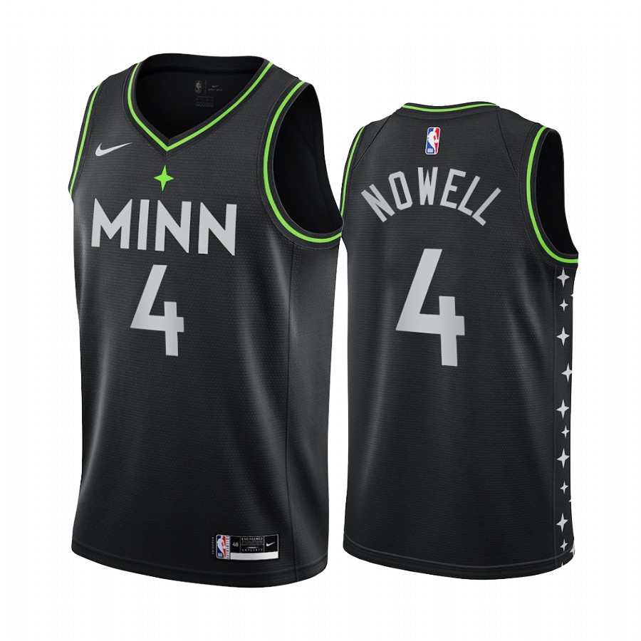 Jaylen Nowell Minnesota Timberwolves 2021 City Edition Black #4 Jersey