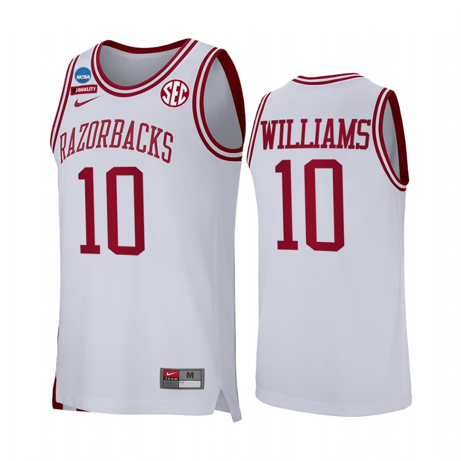 Jaylin Williams Arkansas Razorbacks White Jersey 2022 NCAA March Madness Retro