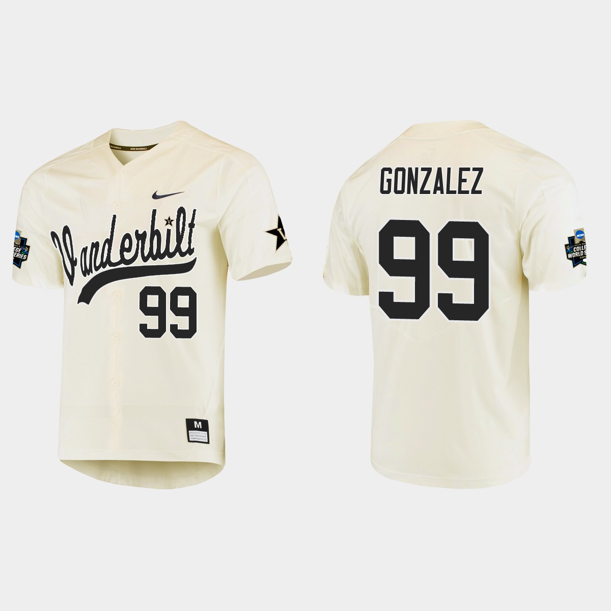 Jayson Gonzalez Vanderbilt Commodores College World Series  Jersey - Cream