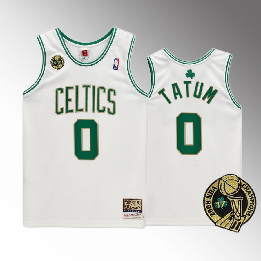 Jayson Tatum #0 Boston Celtics 17X Finals Champs White Commemorative Jersey