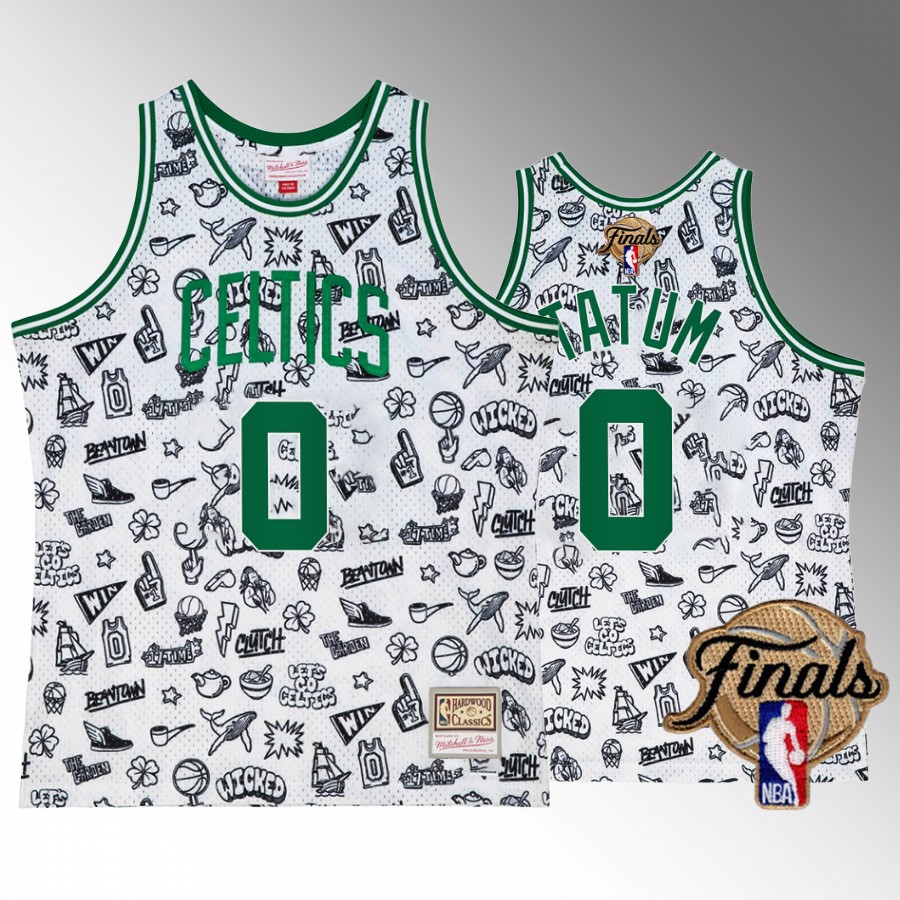 Jayson Tatum #0 Boston Celtics 2022 NBA Finals White Doodle Jersey