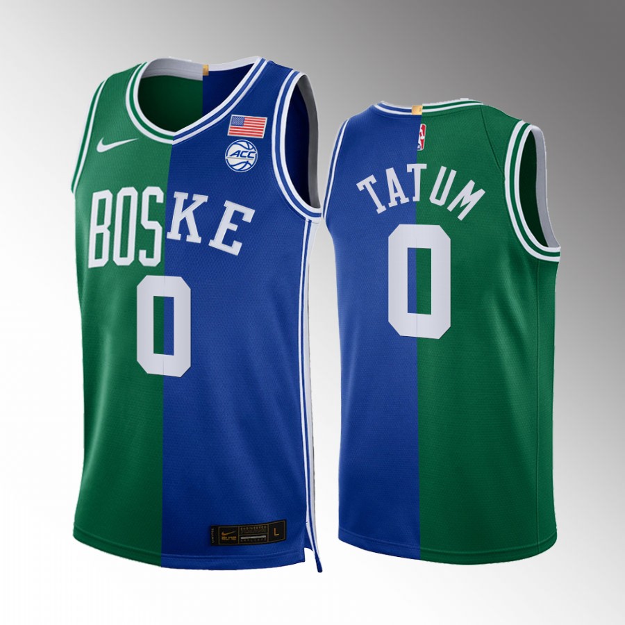 Jayson Tatum 2021-22 All-NBA 1st Team Celtics X Duke #0 Green Blue Jersey Split